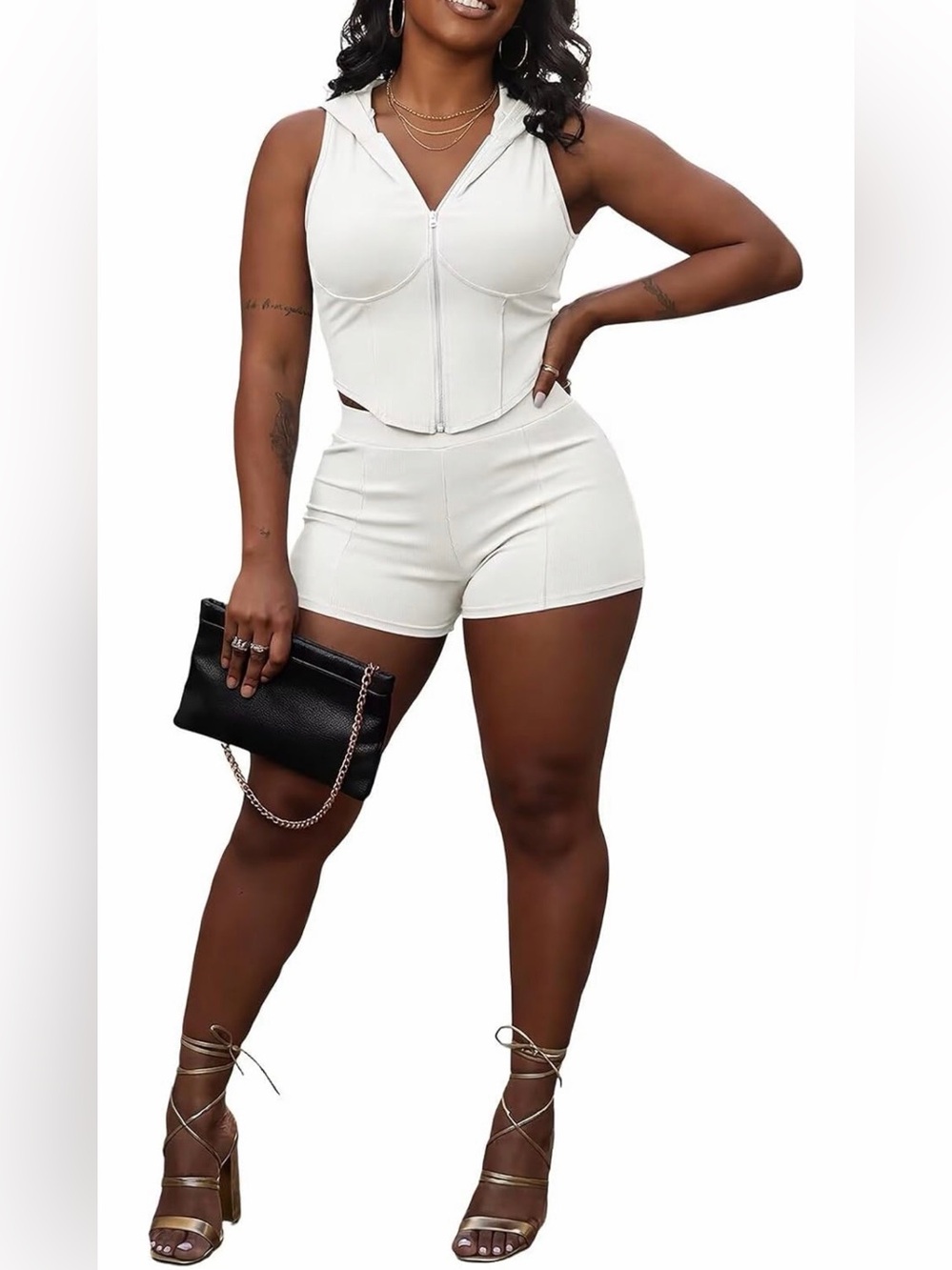 Women’s High-Waist White Stretch Shorts